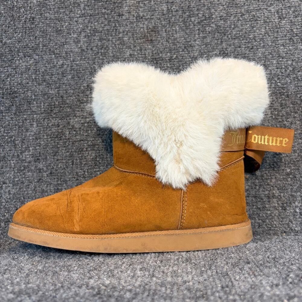 Juicy Couture Faux Fur King Winter Boots Tan Suede Short Booties Women Size 7.5